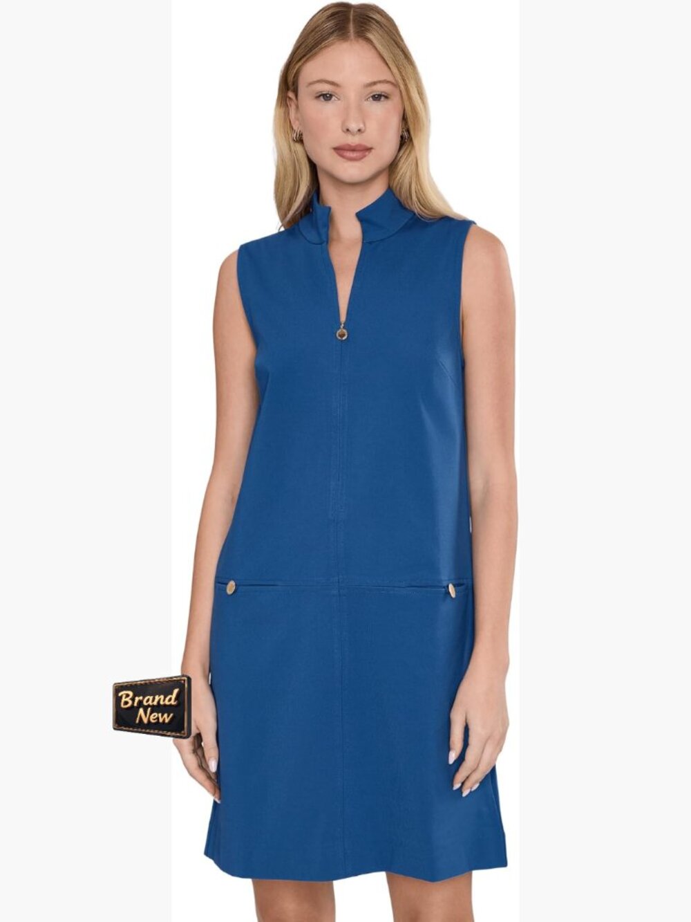 Sleeveless Floral Shift Dress with Pockets and Zipper